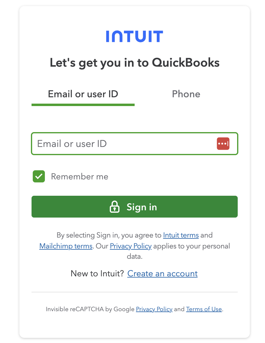 Intuit/QuickBooks authorization screen requesting access